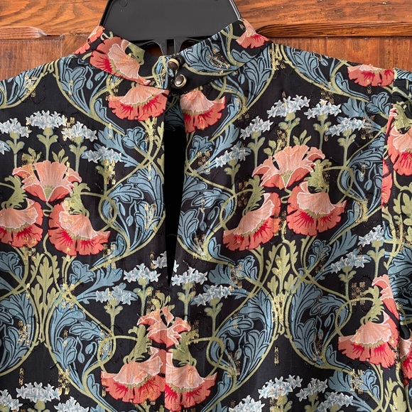 Anthropologie Meadow Rue Blue Pink Gold Top 0 - Picture 4 of 8